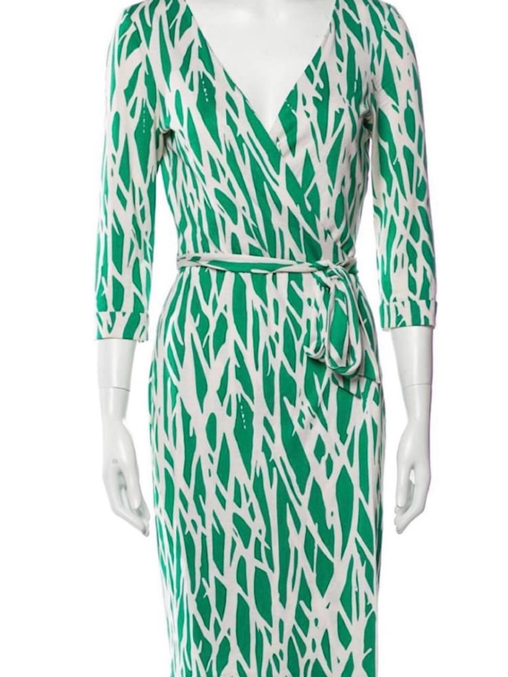 Diane Von Furstenberg New Julian Green ‘Twig’ Print Wrap Dress Size 10
